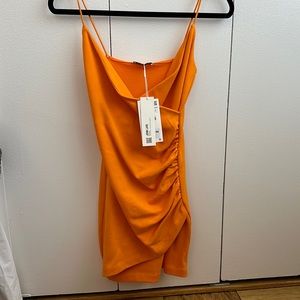 Zara bright orange bodycon dress NWT